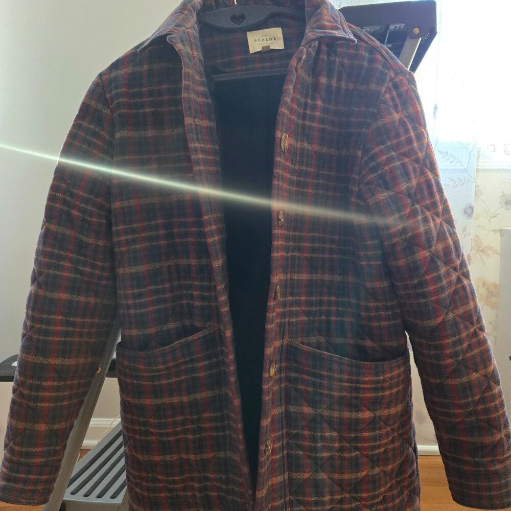 Sezane Will Jacket Ivan Burgundy Tartan - Size XS